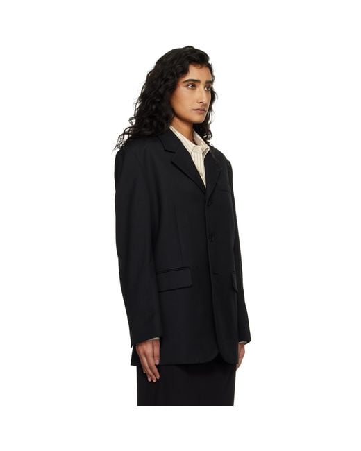 DUNST Black 3 Button Wool Blazer
