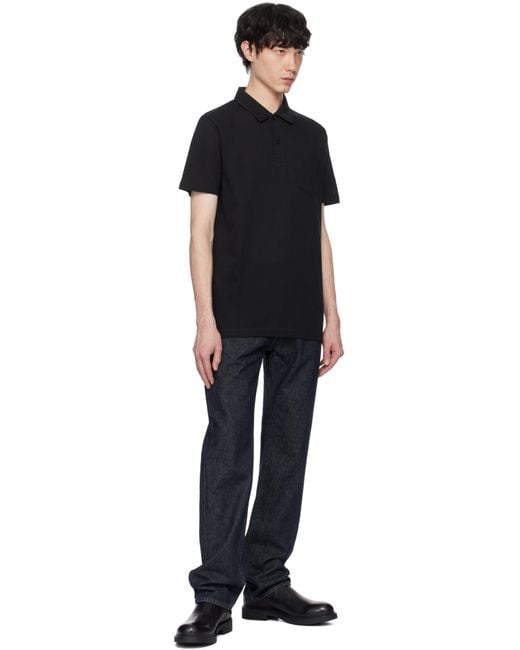 メンズ Sunspel ブラック Riviera ポロシャツ Black