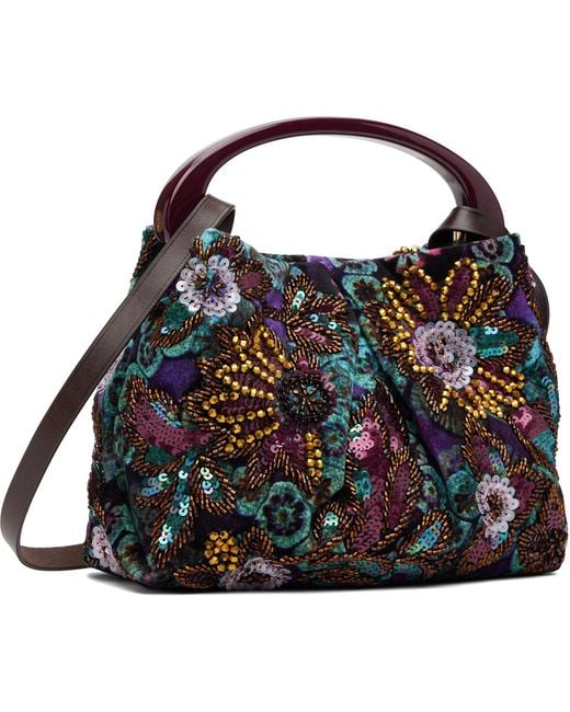 Dries Van Noten Blue Small Embellished Bag