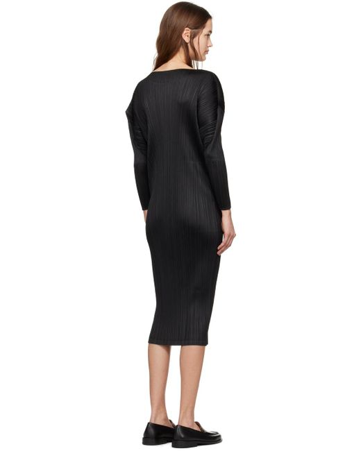 Pleats Please Issey Miyake Black Monthly Colors February Maxi Dress