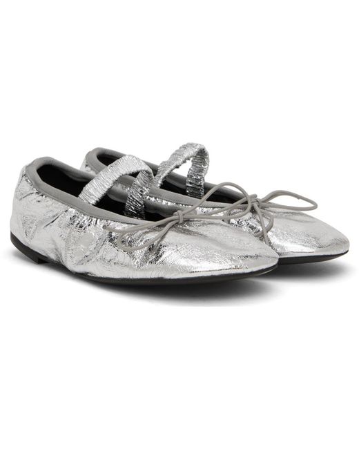 Ballerines de style chaussure charles ix glove froissées argenté métallique Proenza Schouler en coloris Black