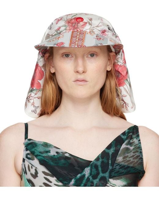 MARINE SERRE Green Regenerated Silk Scarves Veiled Cap