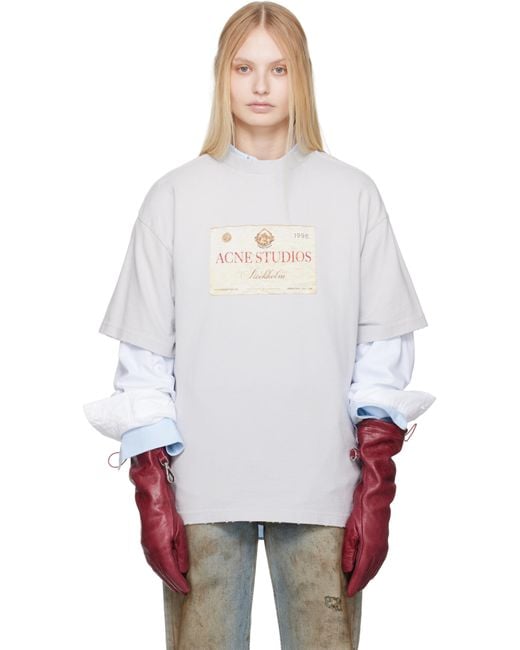 Acne White Layered Print T-shirt