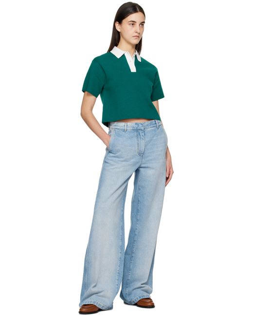 J.W. Anderson グリーン クロップド ニットポロシャツ Green