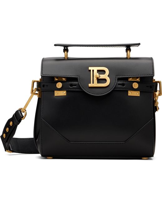 Balmain Black Smooth Leather B-Buzz 23 Bag