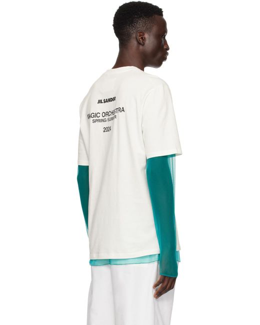 Jil Sander Black Off-white & Blue Layered Long Sleeve T-shirt for men