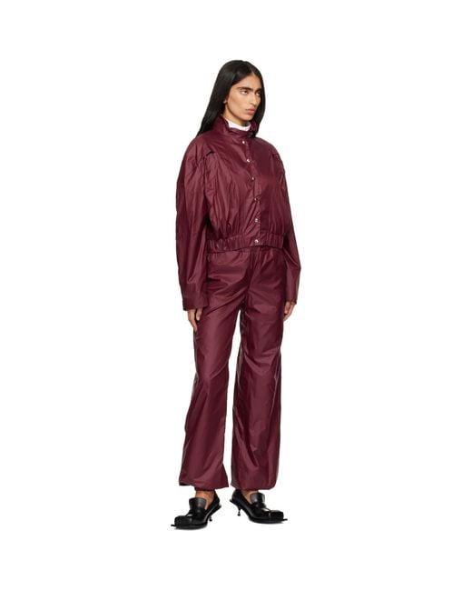 FIDAN NOVRUZOVA Red Burgundy Macar Nylon Windbreaker Bomber Jacket
