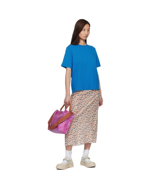 Marni Purple Raffia-Effect Small Tote