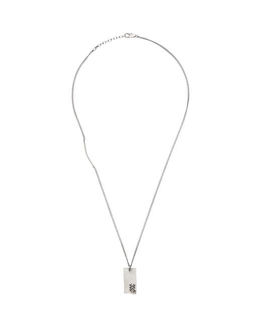 Title Of Work Metallic Dog Tag Suture Necklace for men