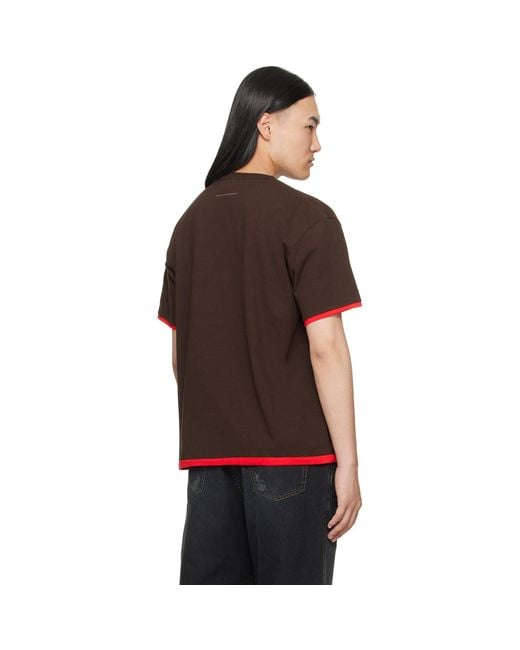MM6 by Maison Margiela Brown Cotton Reversible T-Shirt for men