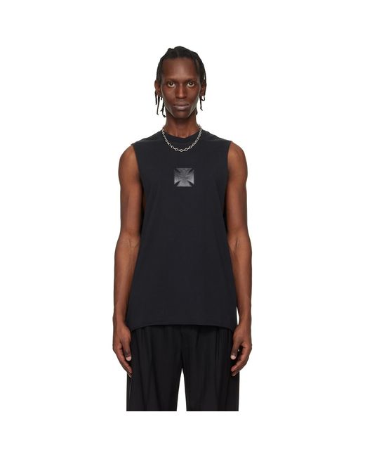 Vetements Black Biker Leather Cross Jersey Muscle Top for men