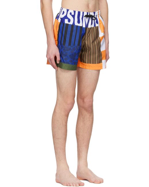 Dries Van Noten Blue Multicolor Print Swim Shorts for men