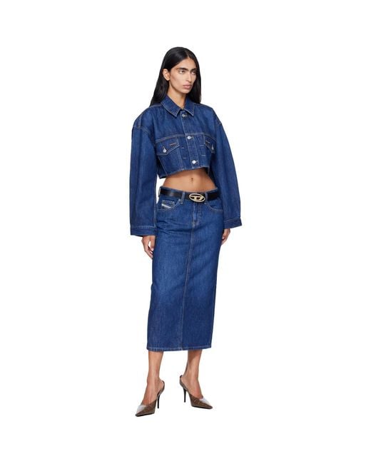 DIESEL Blue Cropped Oversized Denim Trucker Jacket