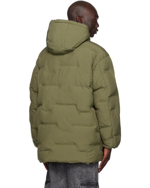 Ganni Green Quilted Puffer Coat for men