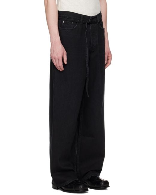 032c Black 'Down To Earth' Wide Leg Jeans for men