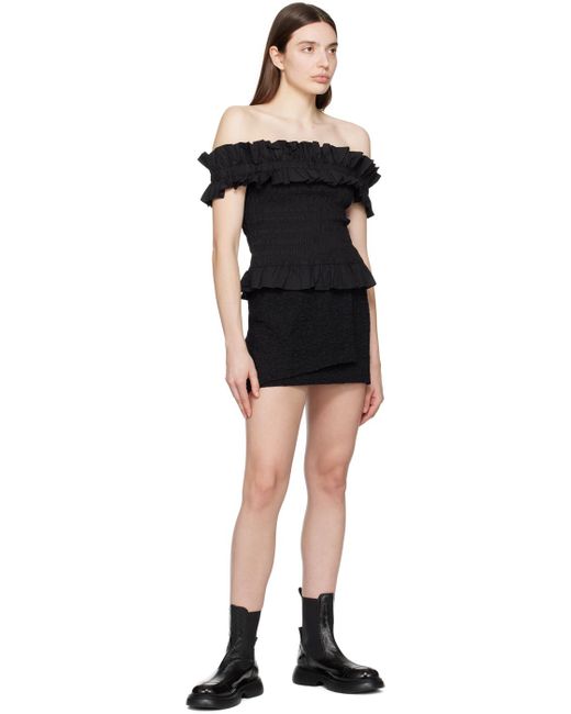 Ganni Black Wrap Miniskirt