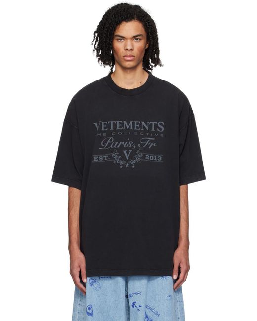 メンズ Vetements Paris Tシャツ Black