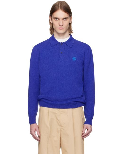 Bally Blue Knit Cashmere Polo for men