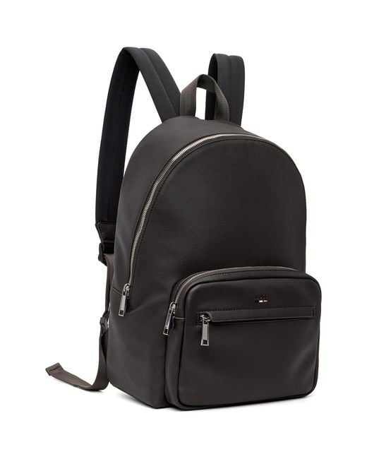 Boss Black Pebble-Grained Backpack for men