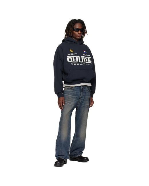 Rhude Black Regatta Club' Hoodie for men