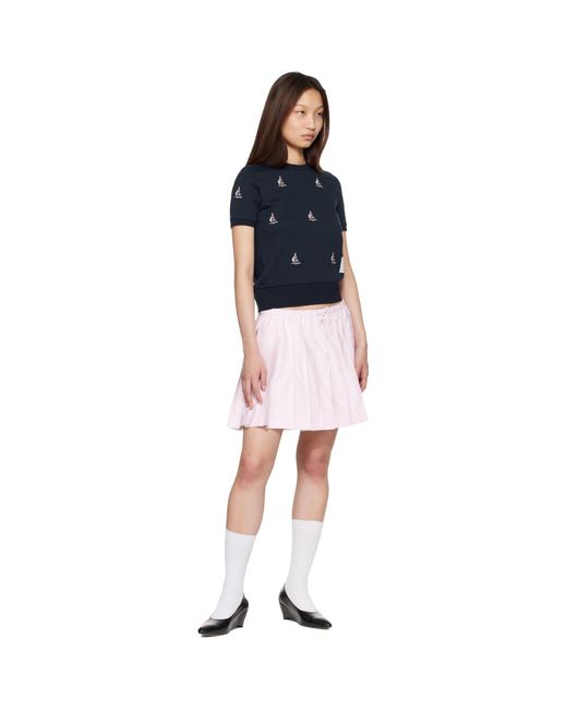 Thom Browne Blue Cotton Milano Sailboat Rib T-Shirt