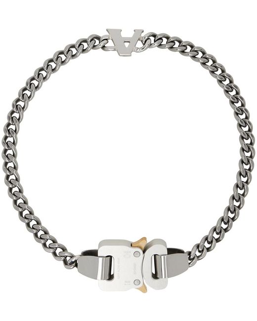 1017 ALYX 9SM Metallic Silver Buckle Charm Necklace for men