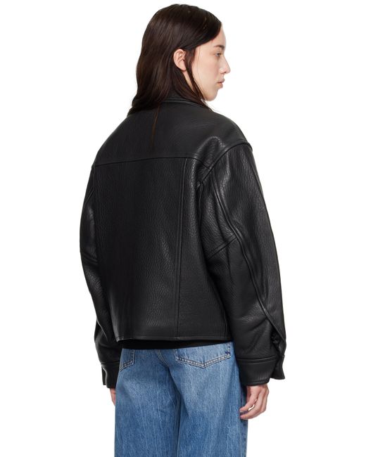 Alexander Wang ブラック ラムスキン トラッカー レザージャケット Black