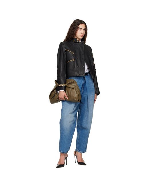 Balmain Green 'dinner At 8' Medium Smooth Leather Clutch