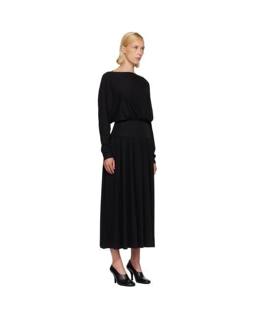 Totême  Black Boatneck Jersey Maxi Dress