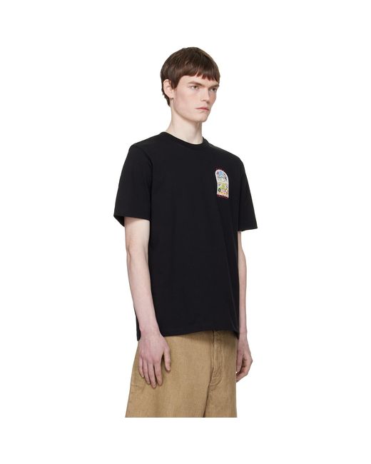 Casablanca Black Tennis Landscape Short Sleeve T‑Shirt for men