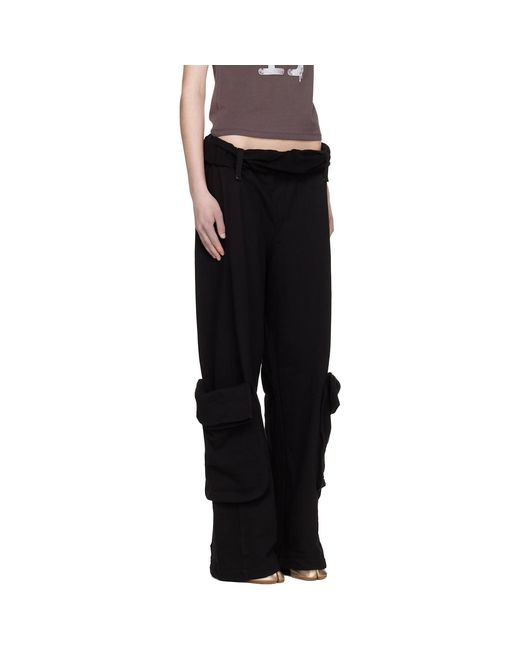 OPEN YY Rolled Waist Sweat Cargo Pants in Black | Lyst