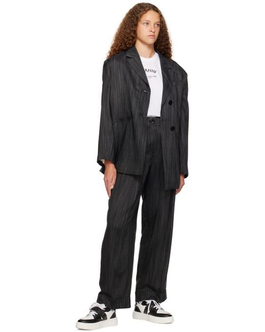 Ganni Black Striped Trousers