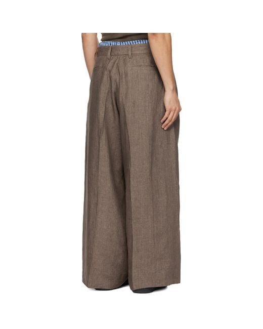 ERL Brown Pleated Suit Trousers for men