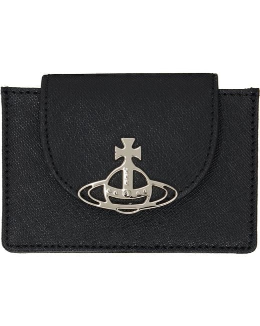 Vivienne Westwood Black Flap Orb Card Holder for men