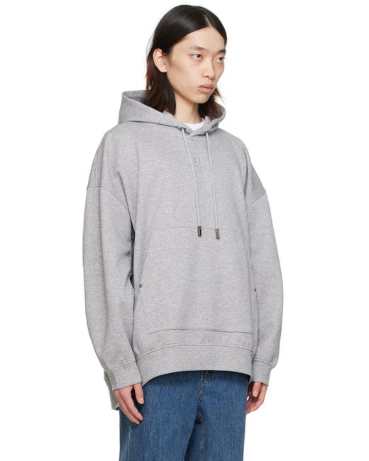 Wooyoungmi Gray Sleeve String Hoodie for men