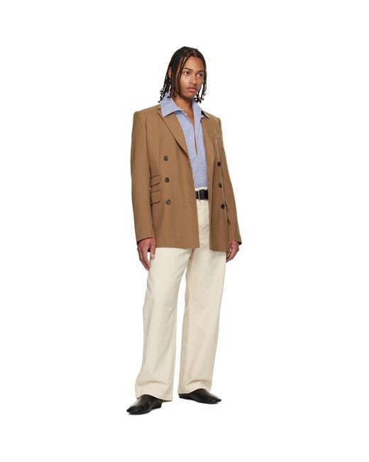 Dries Van Noten Brown Tan Regular Fit Wool Blazer for men