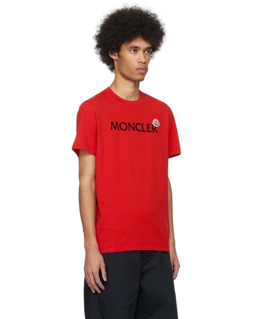 メンズ Moncler レッド フロックロゴ Tシャツ Red