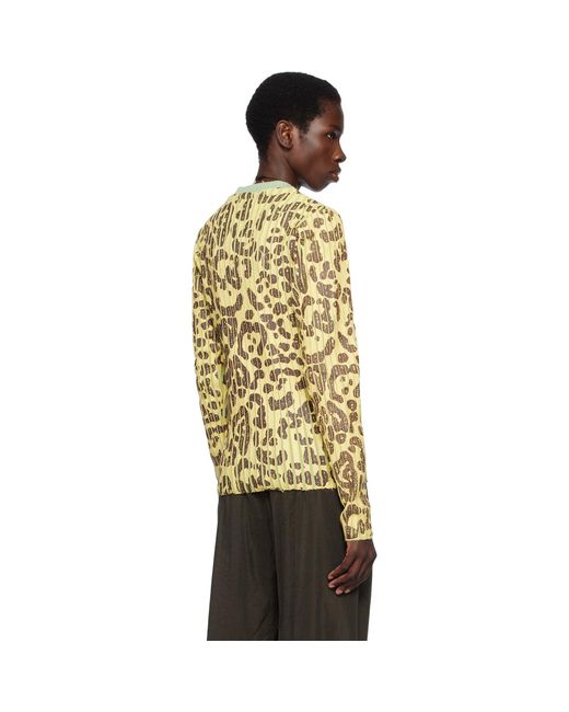 Stanley Raffington Multicolor Leopard Print Plated Knit Crewneck Sweater