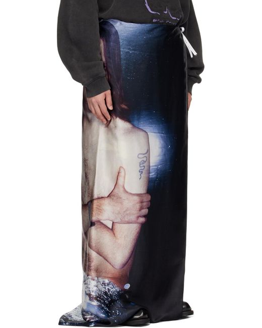 Foulard noir en soie à image imprimée Acne pour homme en coloris Blue