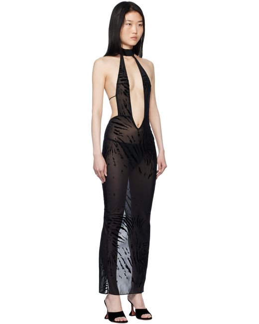 POSTER GIRL Black Bare Zebra Print Maxi Dress