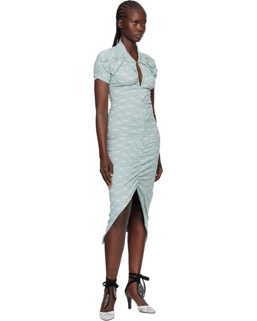 Vivienne Westwood Black Printed Piquet Pulling Midi Dress