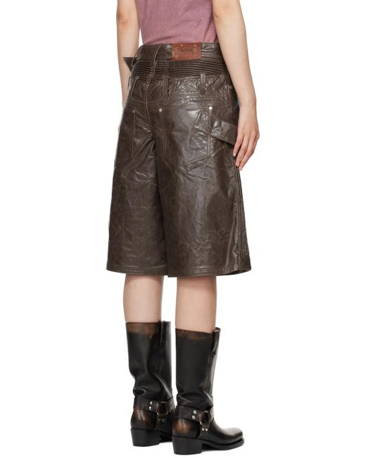 ANDERSSON BELL Black Sunbird Panel Faux-Leather Shorts