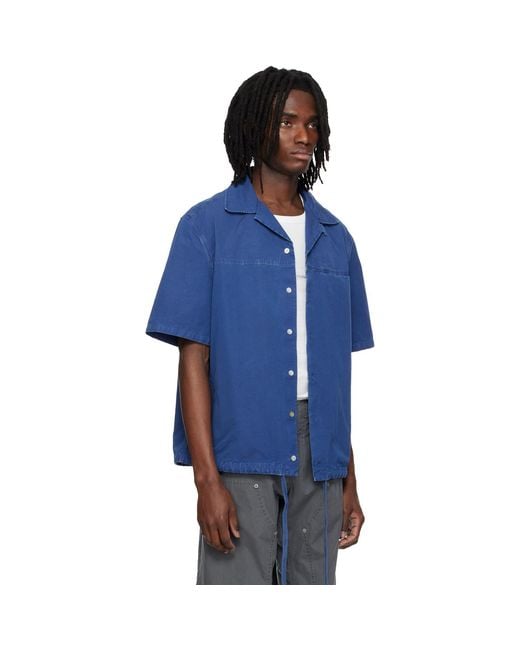Marni Blue Drawstring Hem Cotton Shirt for men