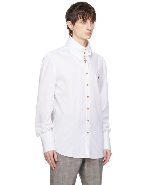 メンズ Vivienne Westwood ホワイト Big Collar シャツ White