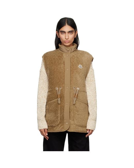Moncler Natural Tan Bost Teddy Faux-Shearling Down Vest