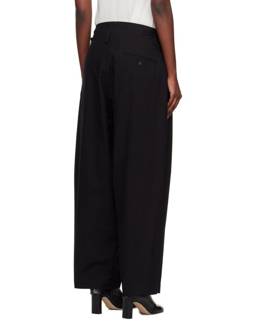 Y's Yohji Yamamoto Black U-Double Tuck Wide Trousers