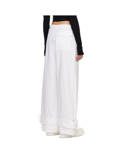 Dion Lee White Eyelet Tie Trousers