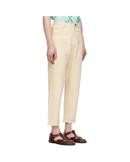 HARAGO Natural Off- Double Stitch Trousers for men