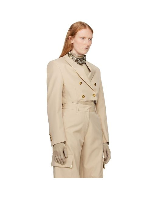Palm Angels Natural Cropped Blazer