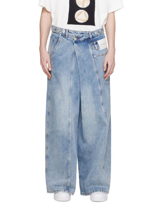 メンズ Feng Chen Wang ブルー ワイドレッグジーンズ ブラック | Lyst